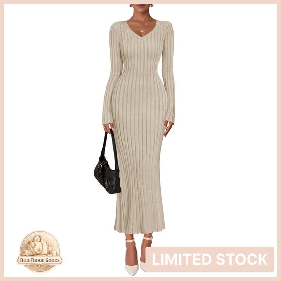 sachin and babi light blue dress Elegant Women Long Sleeve High Neck Light Blue Knitted Maxi Dress Ribbed  Bodycon Gown for Cocktail Parties